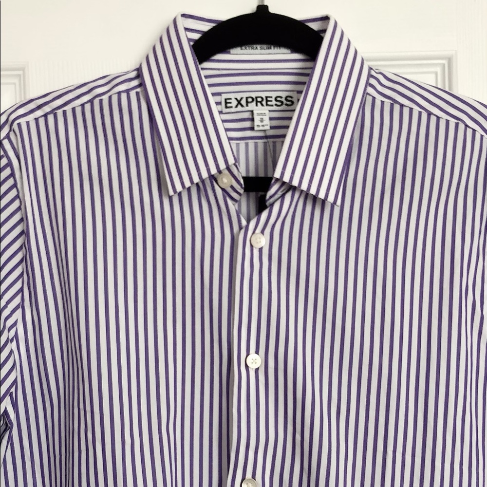 Purple/White Stripes Dress Shirt by Express
